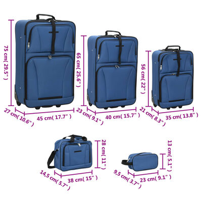 vidaXL Ensemble de bagages de voyage bleu tissu