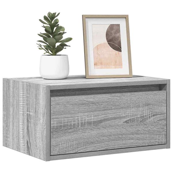 vidaXL Tables de chevet murales avec lumières LED 2 pcs sonoma gris