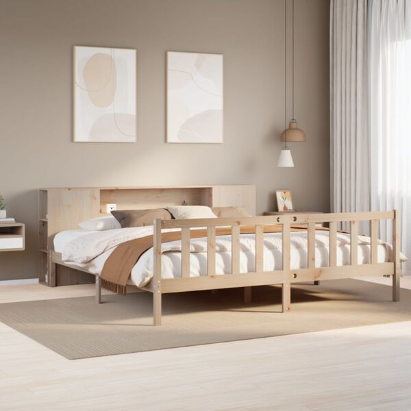 vidaXL Lit biblioth&egrave;que sans matelas 200x200 cm bois massif de pin