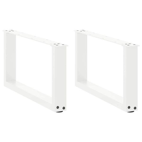 vidaXL Pieds de table basse en U 2 pi&egrave;ces Blanc 60 x (30-31) cm Acier
