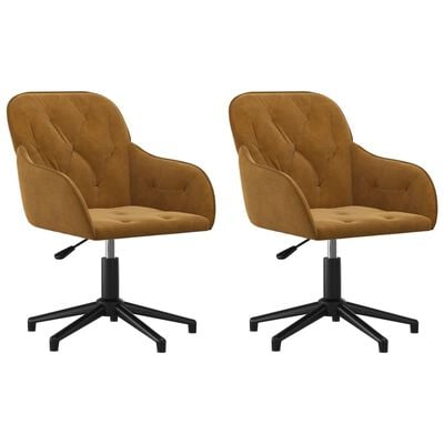 vidaXL Chaises pivotantes à manger lot de 2 Marron Velours