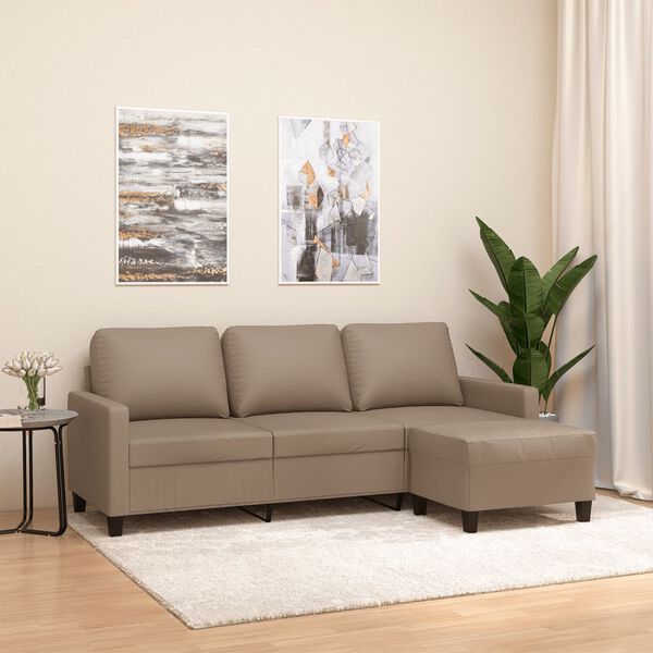 vidaXL Canap&eacute; &agrave; 3 places avec repose-pieds Cappuccino 180cm Similicuir