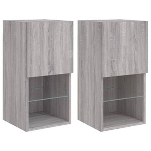 vidaXL Meubles TV avec lumi&egrave;res LED 2 pcs sonoma gris 30,5x30x60 cm