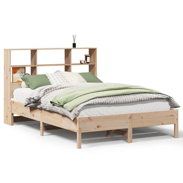 vidaXL Lit biblioth&egrave;que sans matelas 140x190 cm bois de pin massif