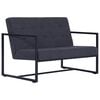 vidaXL Sofa &agrave; 2 places avec accoudoirs Gris fonc&eacute; Acier et tissu