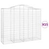 vidaXL Paniers à gabions arqués 15 pcs 200x50x160/180 cm Fer galvanisé