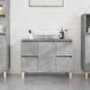vidaXL Meuble d'&eacute;vier gris b&eacute;ton 80x33x60 cm bois d'ing&eacute;nierie