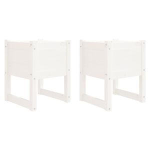 vidaXL Jardini&egrave;res 2 pcs Blanc 40x40x52,5 cm Bois massif de pin