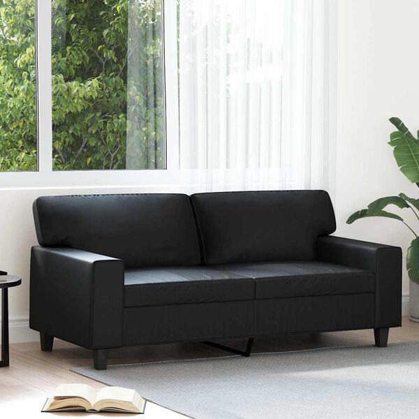 vidaXL Canap&eacute; &agrave; 2 places Noir 140 cm Similicuir