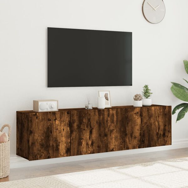 vidaXL Meubles TV muraux 2 pcs ch&ecirc;ne fum&eacute; 80x30x41 cm