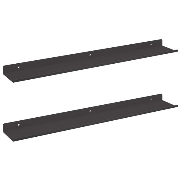 vidaXL &Eacute;tag&egrave;re Murale avec &eacute;tag&egrave;re 2 pcs Noir 60 x 8,5 x 2,5 cm