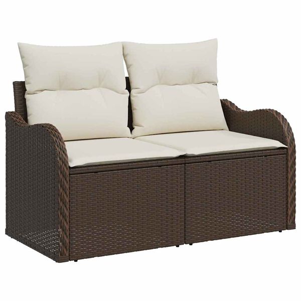 vidaXL Ensemble de canap&eacute; de jardin 8 pcs Marron Poly rotin