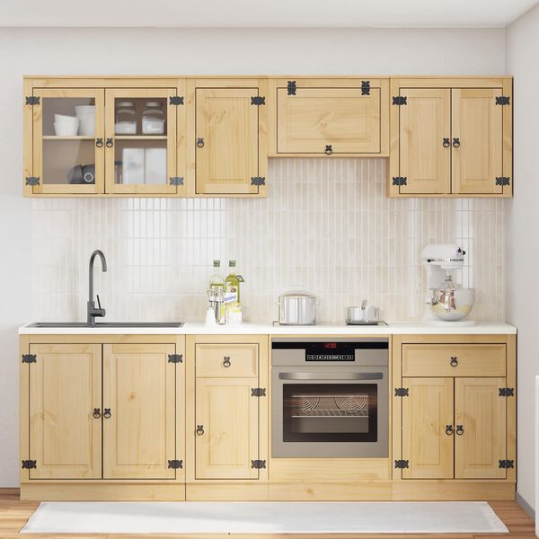 vidaXL Armoire avec tiroir SKI 8 pcs Brun Miel Bois de pin massif