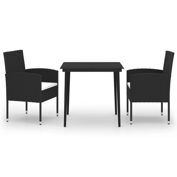 vidaXL Ensemble &agrave; manger de jardin 3 pcs Noir