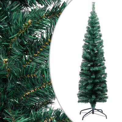 vidaXL Sapin de Noël artificiel mince pré-éclairé et boules vert 120cm