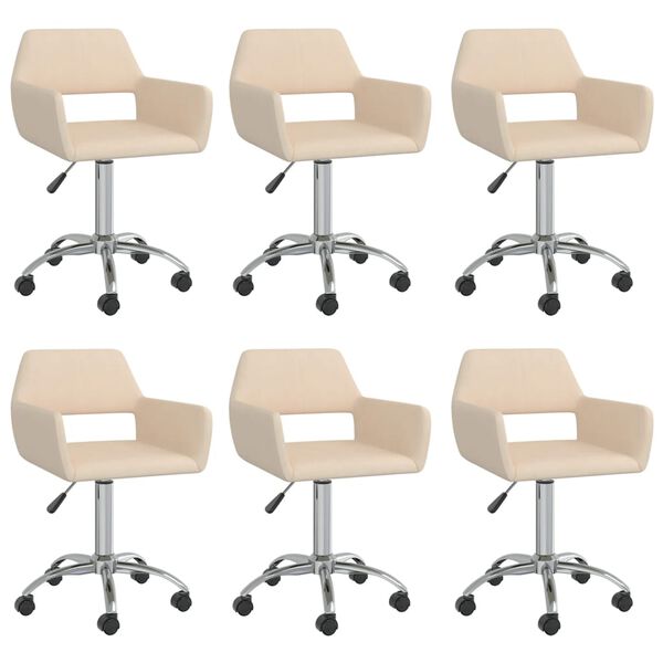 vidaXL Chaises pivotantes &agrave; manger lot de 6 cr&egrave;me tissu