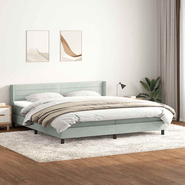 vidaXL Sommier &agrave; lattes de lit et matelas gris clair 180x220cm velours