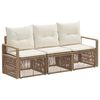 vidaXL Ensemble de canap&eacute; de jardin 3 pc Beige polyrotin