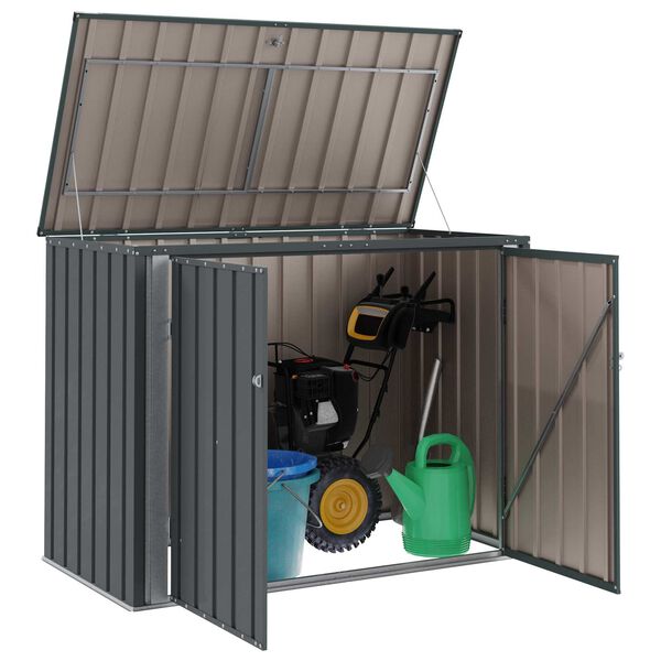 vidaXL Bo&icirc;te de Rangement de Jardin Noir 151,5 x 82 x 110,5 cm Acier