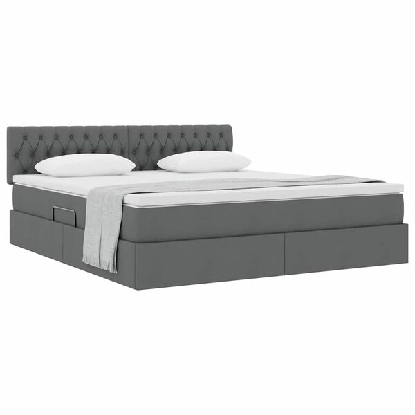 vidaXL Lit avec rangement et matelas Gris fonc&eacute; 160 x 200 cm