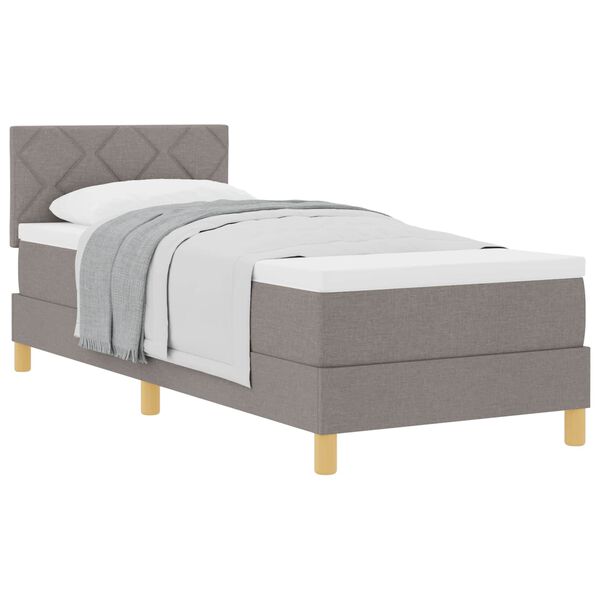 vidaXL Lit &agrave; ressorts avec matelas Taupe 90 x 190 cm tissu