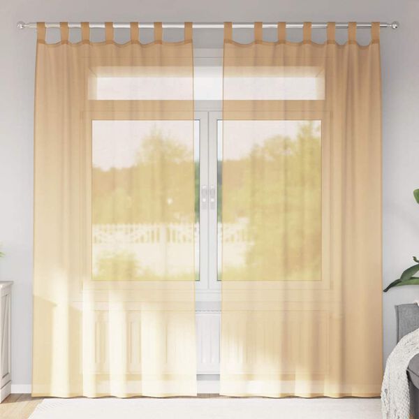 vidaXL Rideaux en voile avec passe-tringles 2 pcs sable