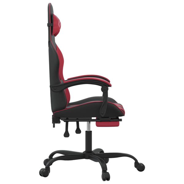 vidaXL Chaise de jeu pivotante repose-pied Noir bordeaux Similicuir