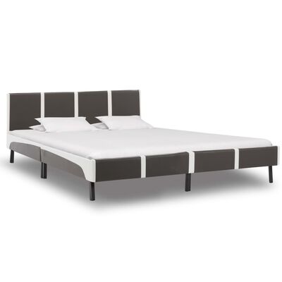 vidaXL Cadre de lit sans matelas gris et blanc similicuir 180x200 cm