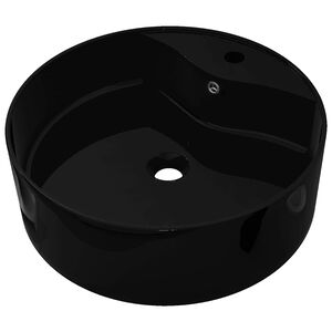 Vasque rond &agrave; trou robinet/trop-plein c&eacute;ramique pour salle de bain