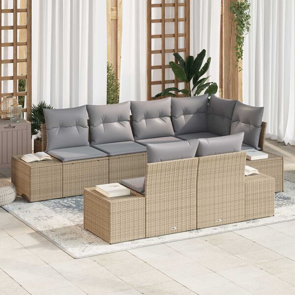 vidaXL Ensemble de canap&eacute; de jardin 7 pcs Beige et Gris clair