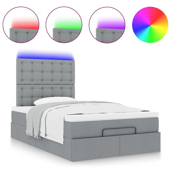 vidaXL Cadre de lit ottoman avec matelas gris clair 120x190 cm tissu