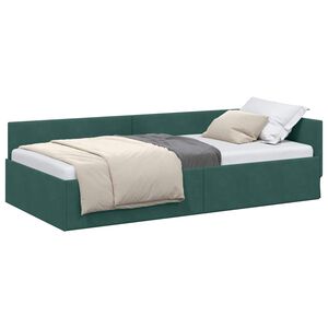 vidaXL Cadre de lit d'angle Vert fonc&eacute; 80 cm x 200 cm Velours