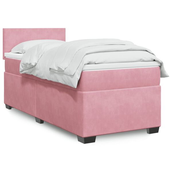 vidaXL Sommier &agrave; lattes de lit avec matelas Rose 100x200 cm Velours