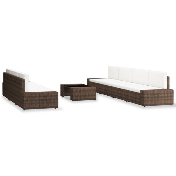 vidaXL Salon de jardin 8 pcs R&eacute;sine tress&eacute;e Marron