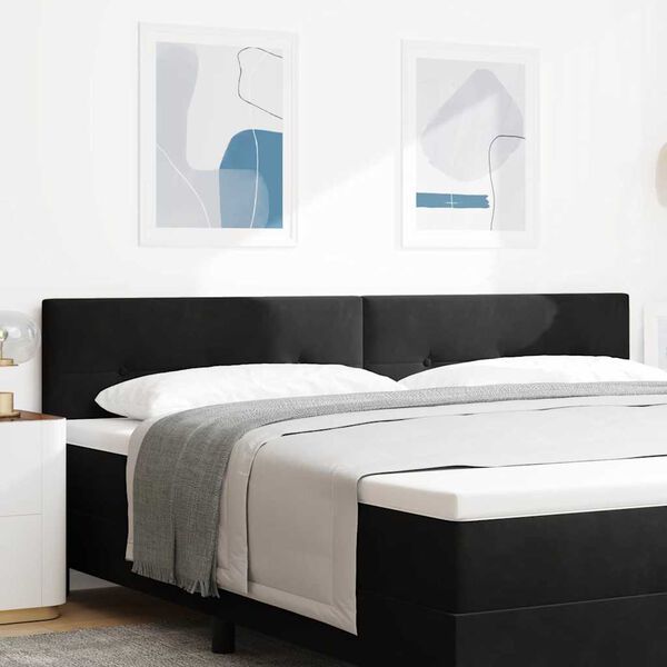 vidaXL T&ecirc;te de lit LED avec des lumi&egrave;res &agrave; LED Noir 200 cm Polyester