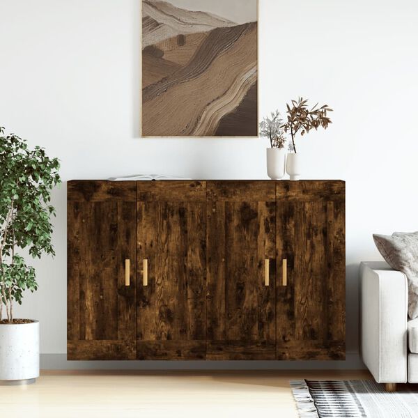 vidaXL Armoires murales 2 pcs ch&ecirc;ne fum&eacute; bois d'ing&eacute;nierie