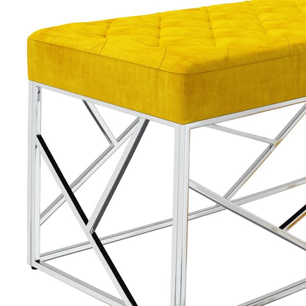 vidaXL Banc 97 cm Jaune moutarde Tissu de velours et acier inoxydable
