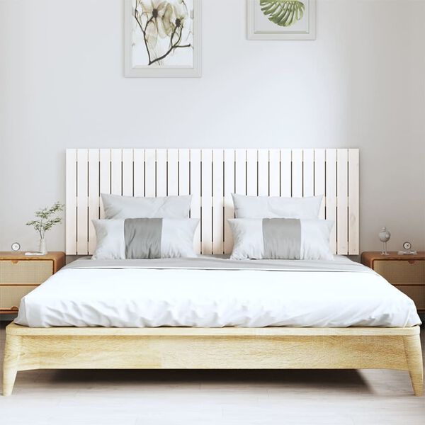 vidaXL T&ecirc;te de lit murale Blanc 166x3x60 cm Bois massif de pin