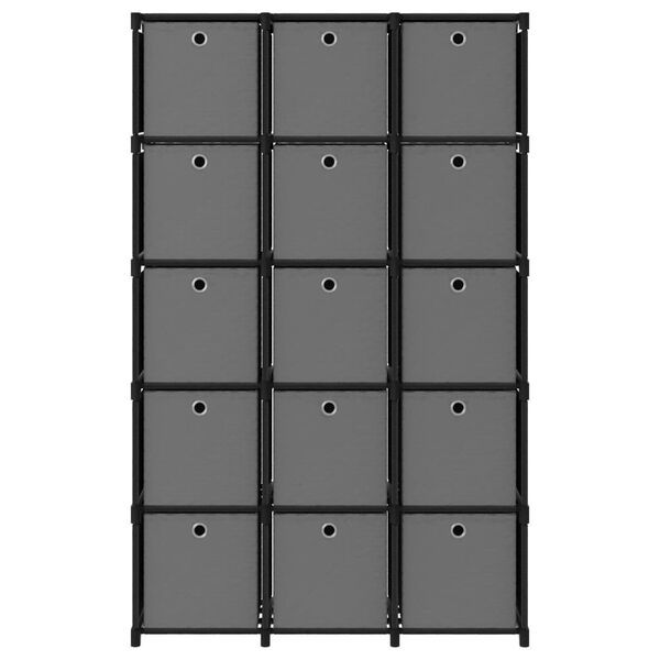 vidaXL &Eacute;tag&egrave;re &agrave; 15 cubes avec bo&icirc;tes Noir 103x30x175,5 cm Tissu
