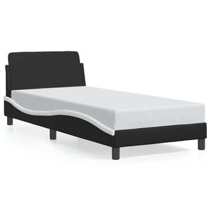 vidaXL Cadre de lit Dover noir et blanc 90x190 cm similicuir