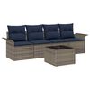 vidaXL Ensemble de canap&eacute; de jardin 5 pc Gris et marine polyrotin