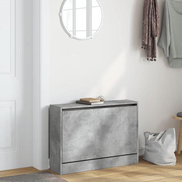 vidaXL Armoire &agrave; chaussures gris b&eacute;ton 80x21x57 cm bois d'ing&eacute;nierie