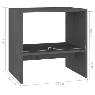 vidaXL Table de chevet Gris 40x30,5x40 cm Bois de pin massif