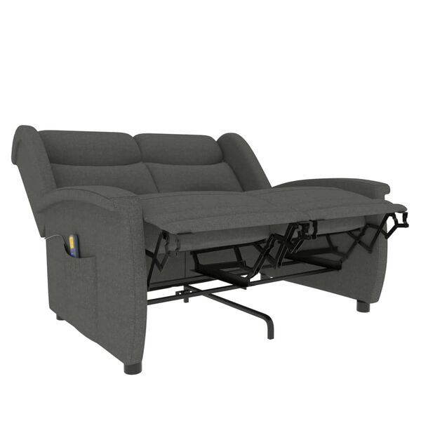 vidaXL Fauteuil de massage inclinable à 2 places gris clair tissu