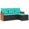 vidaXL Salon de jardin 4 pcs avec coussins noir r&eacute;sine tress&eacute;e