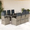 vidaXL Ensemble &agrave; manger de jardin 9 pcs coussins gris r&eacute;sine tress&eacute;e