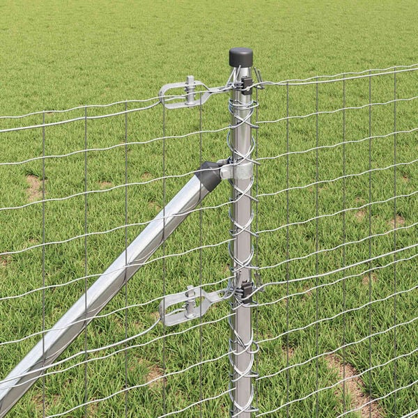 vidaXL Poteaux de clôture 13 pcs Argent Ø32mm 80 cm Acier galvanisé