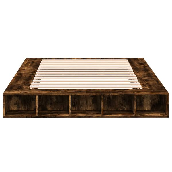 vidaXL Cadre de lit sans matelas ch&ecirc;ne fum&eacute; 150x200 cm