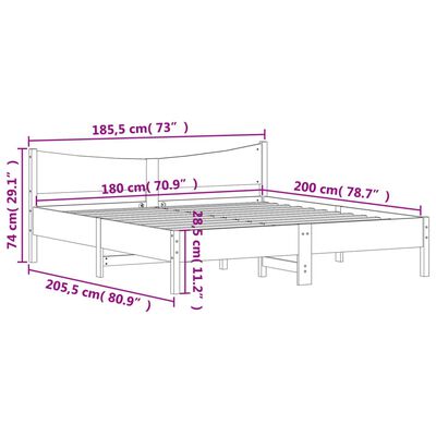 vidaXL Cadre de lit sans matelas cire marron 180x200cm bois pin massif