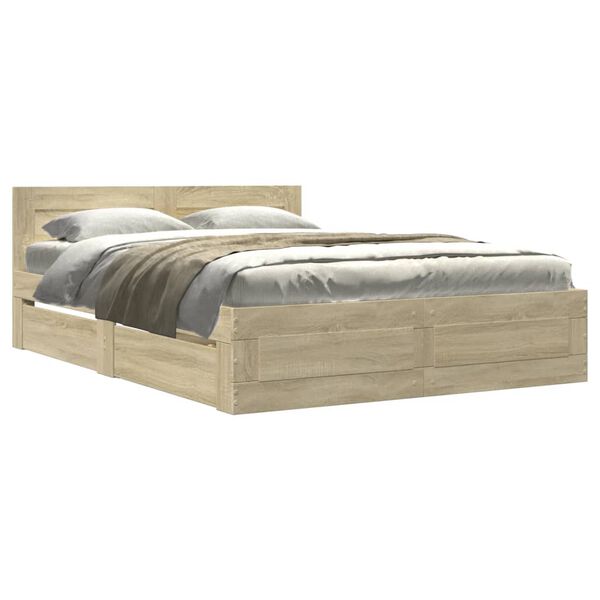 vidaXL Cadre de lit et t&ecirc;te de lit sans matelas ch&ecirc;ne sonoma 120x200cm